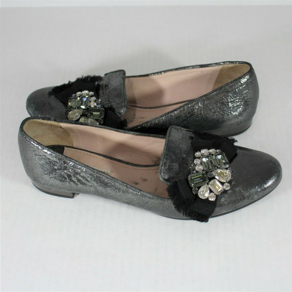 Miu Miu Jeweled Loafers Flats Made In Italy K238 - Picture 1 of 9